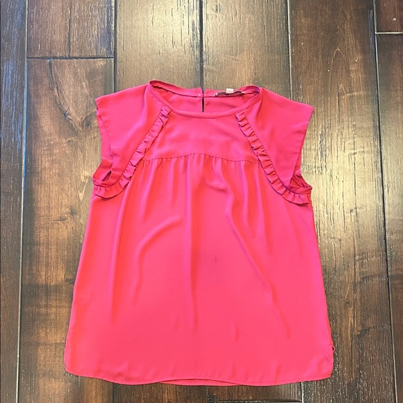 LOFT Tops - LOFT Vibrant Red Ruffle Blouse